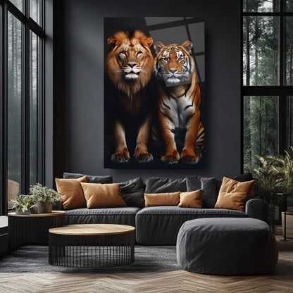 Aslan ve Kaplan Cam Tablo