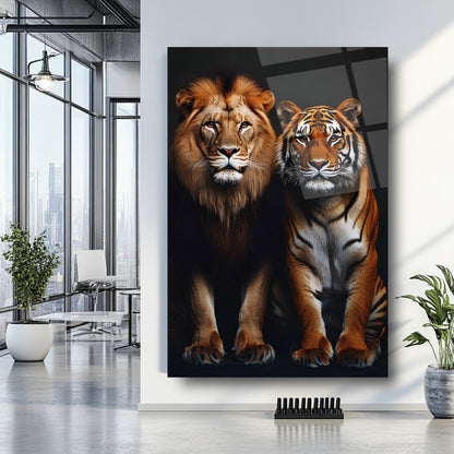 Aslan ve Kaplan Cam Tablo