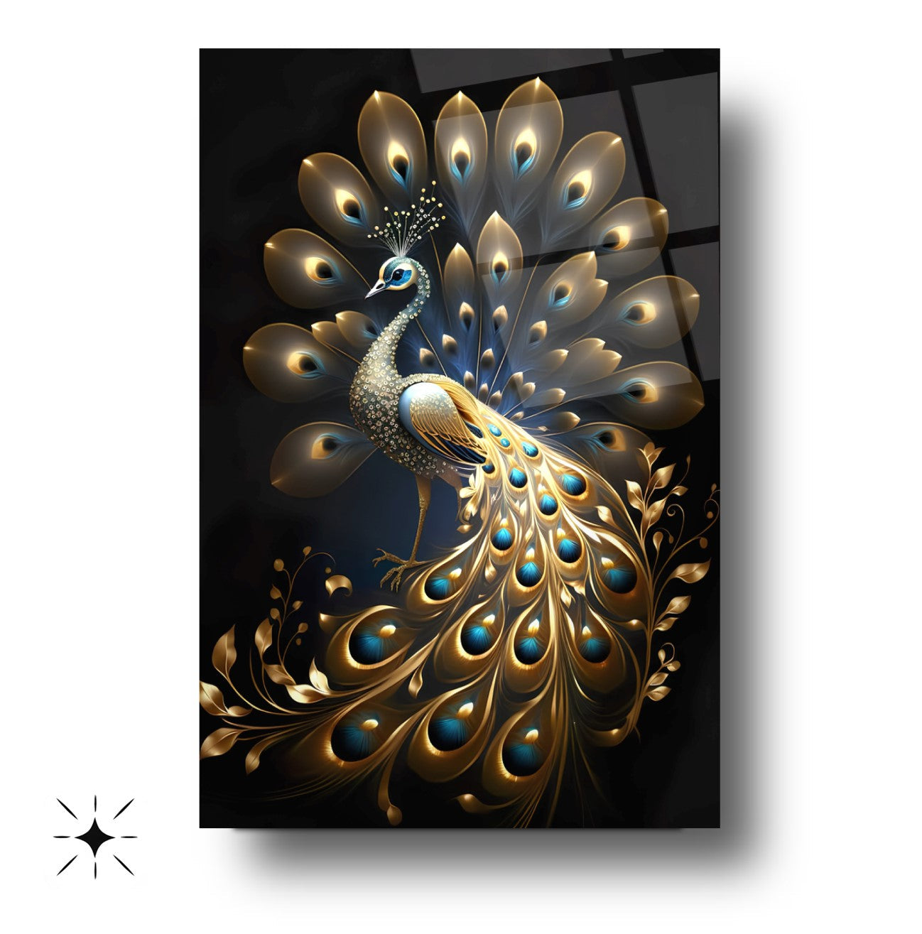 Gold Tavus Kuşu Cam Tablo