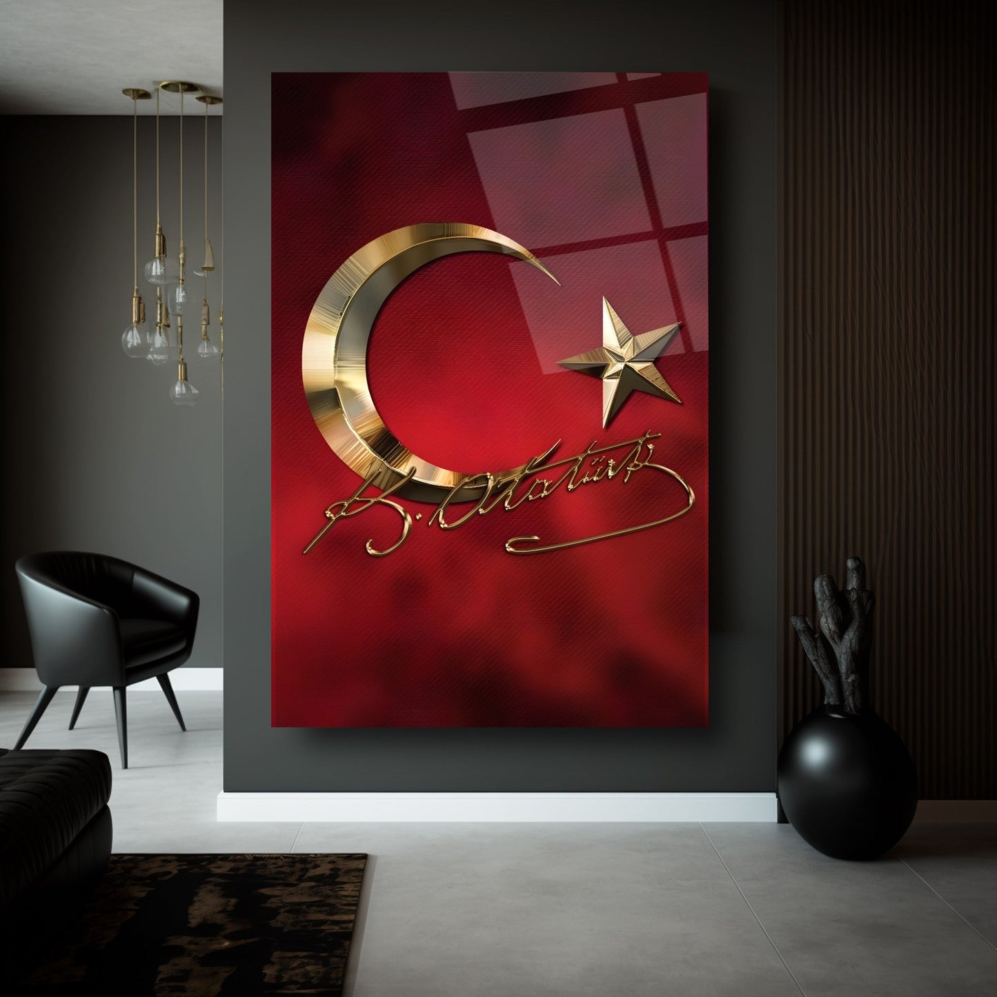 Atatürk İmzalı Bayrak Cam Tablo