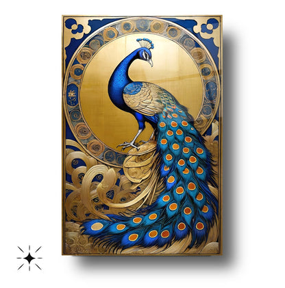 Mavi Gold Tavus Kuşu Cam Tablo