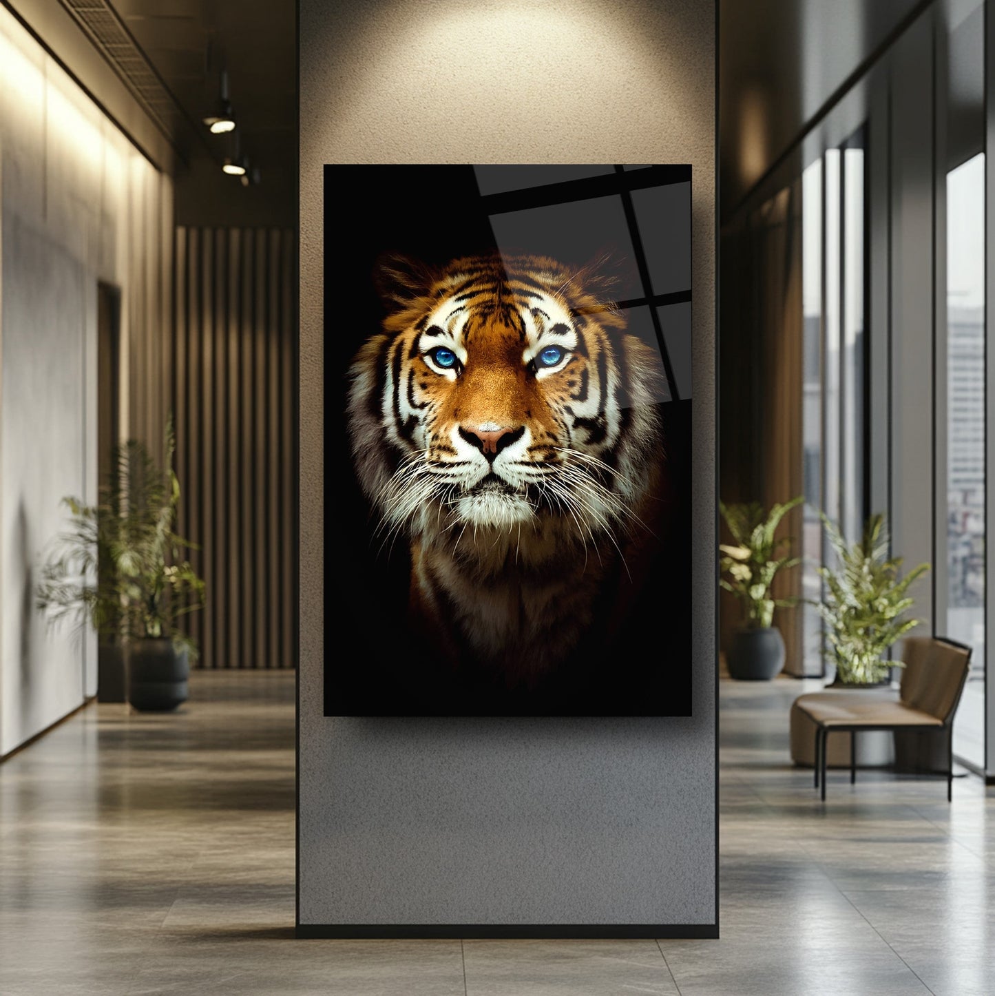 Mavi Gözlü Kaplan Cam Tablo