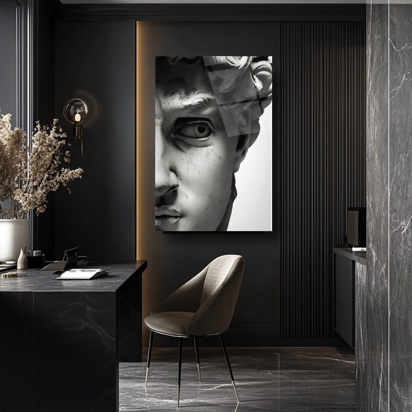 Davud Heykeli Cam Tablo