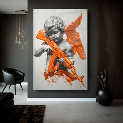 Kanatlı Melek Cam Tablo