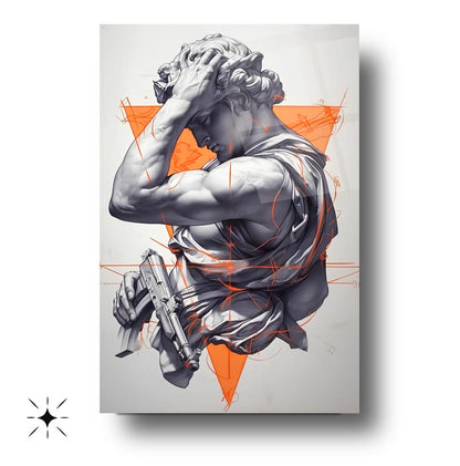 Turuncu Detaylı Heykel Cam Tablo