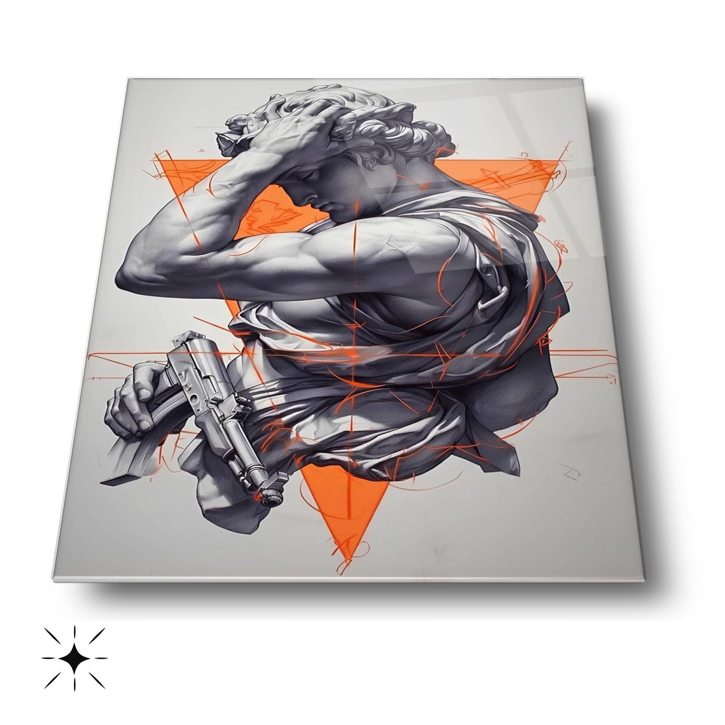 Turuncu Detaylı Heykel Cam Tablo