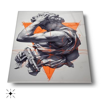 Turuncu Detaylı Heykel Cam Tablo