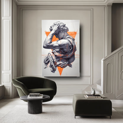 Turuncu Detaylı Heykel Cam Tablo