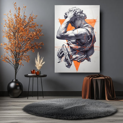 Turuncu Detaylı Heykel Cam Tablo