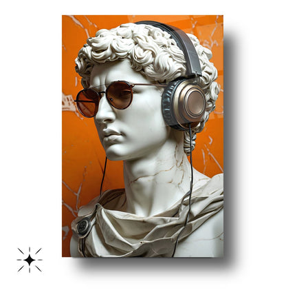 Müzik Dinleyen Heykel Cam Tablo