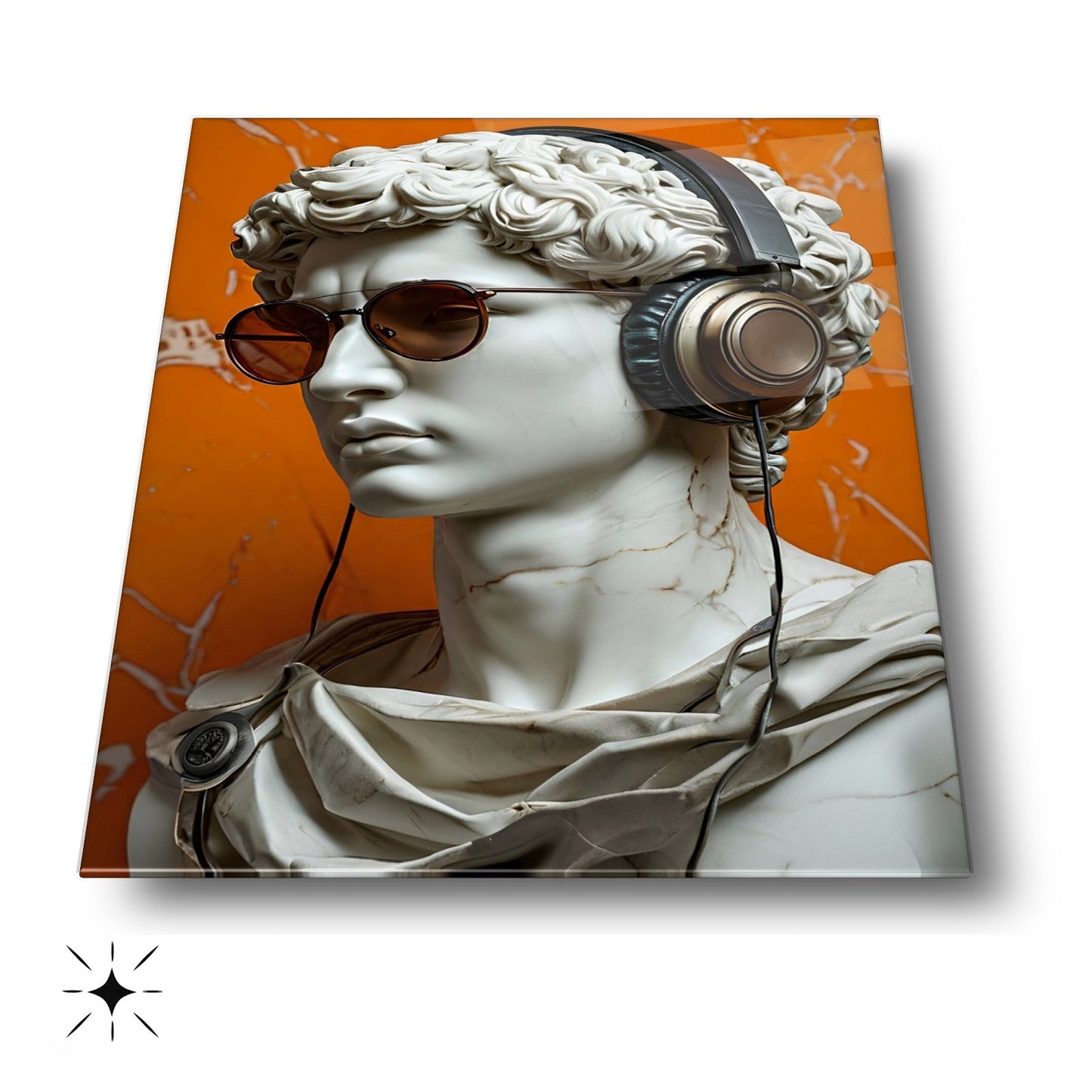 Müzik Dinleyen Heykel Cam Tablo