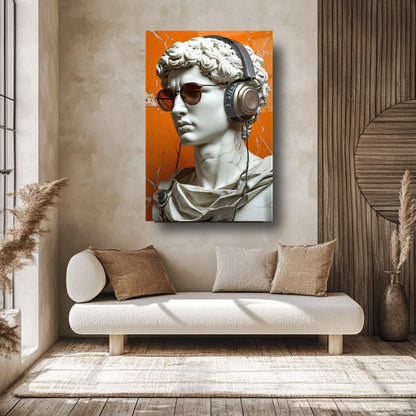 Müzik Dinleyen Heykel Cam Tablo