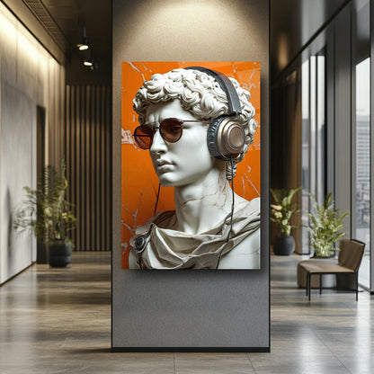 Müzik Dinleyen Heykel Cam Tablo