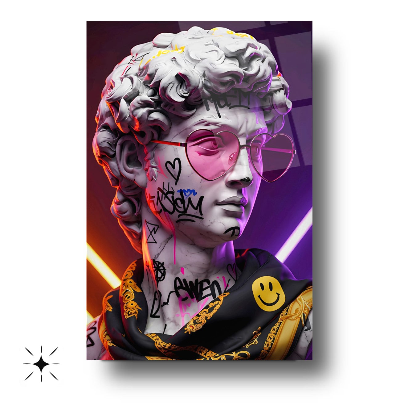 Neon Renkli Heykel Cam Tablo