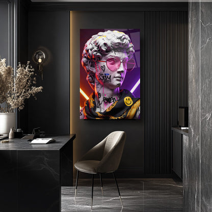 Neon Renkli Heykel Cam Tablo