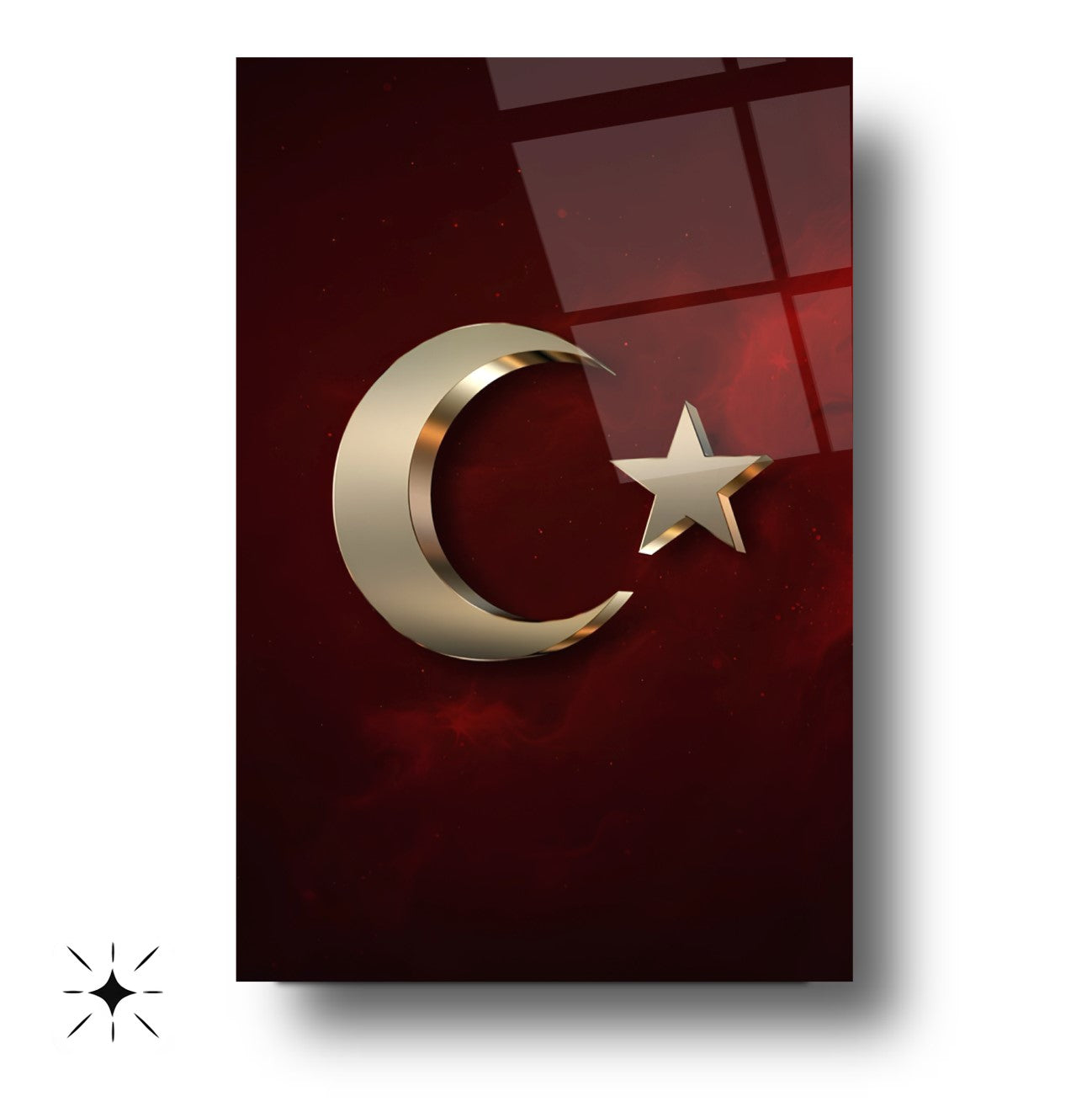 Gold Detaylı Bayrak Cam Tablo