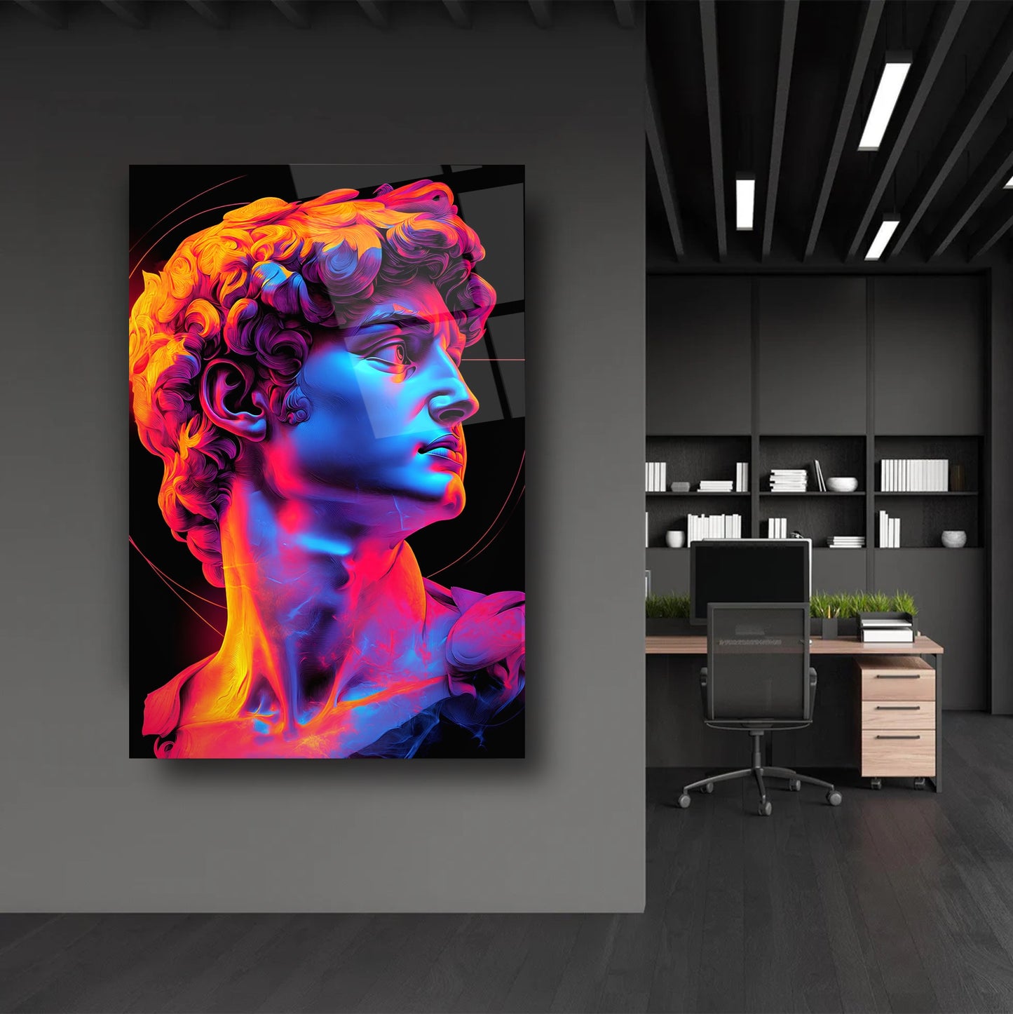 Neon Renkli Heykel Cam Tablo