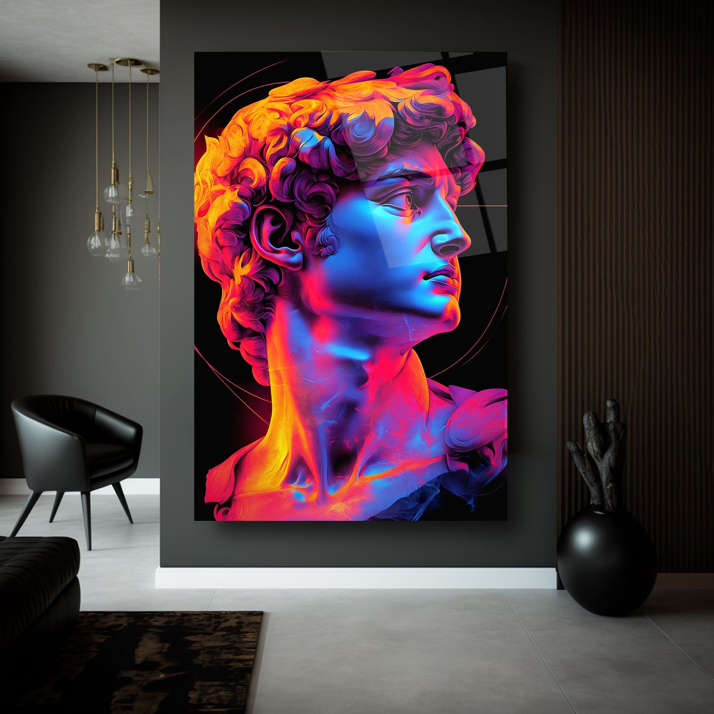 Neon Renkli Heykel Cam Tablo