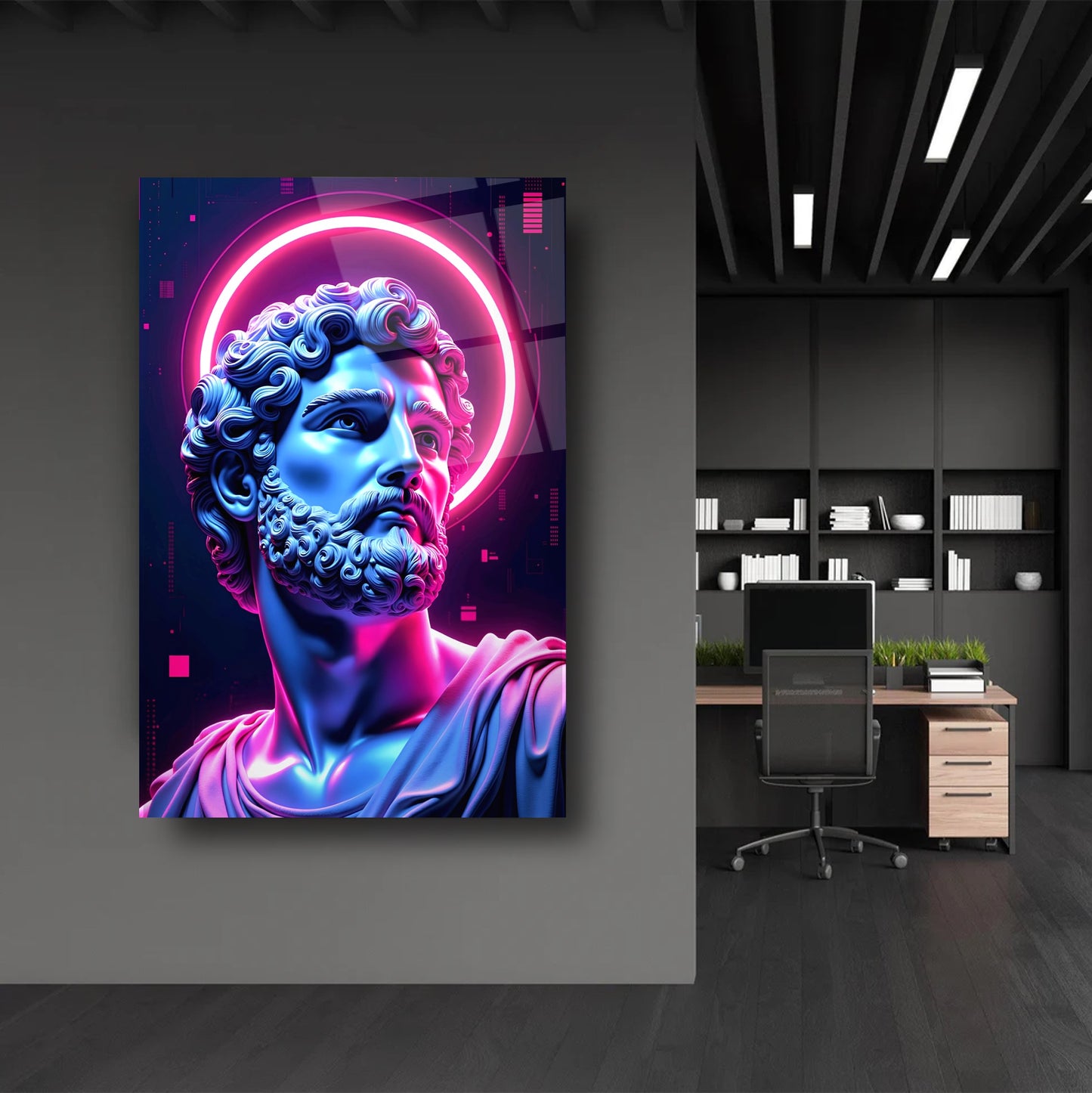 Neon Renkli Heykel Cam Tablo