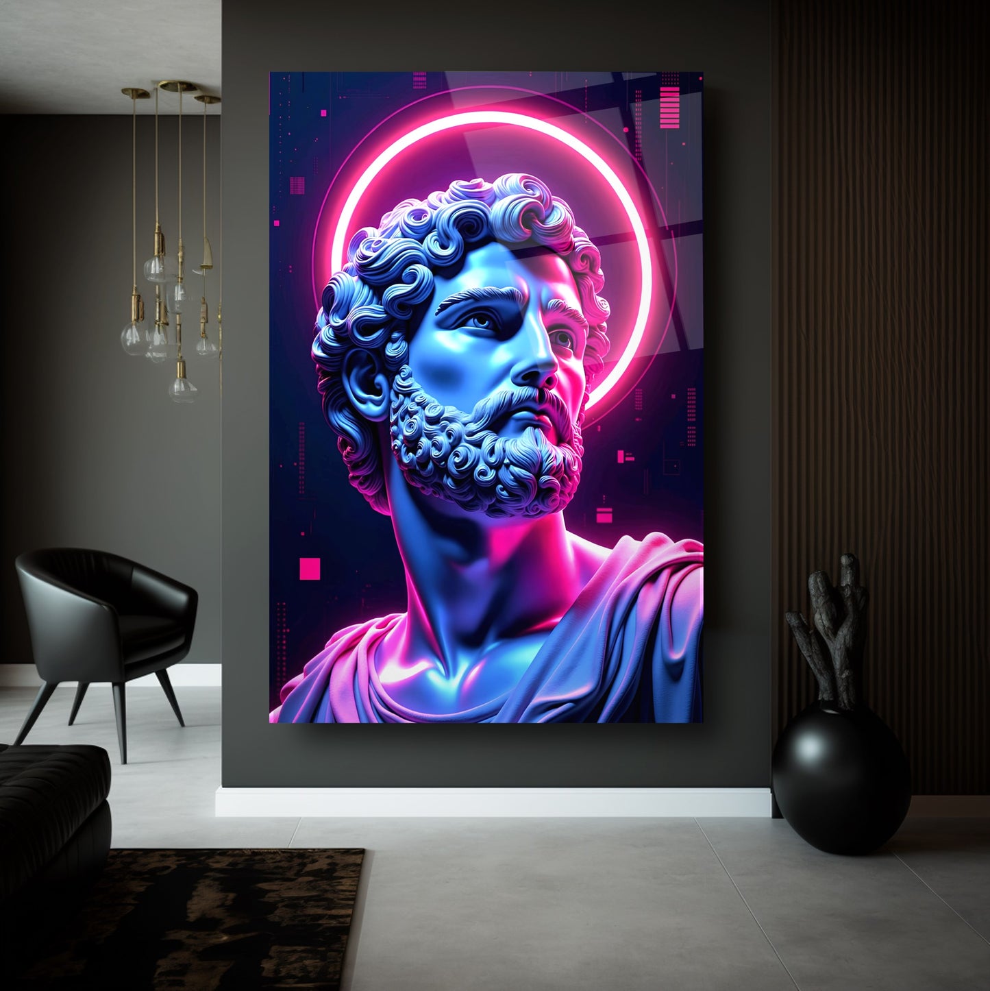 Neon Renkli Heykel Cam Tablo