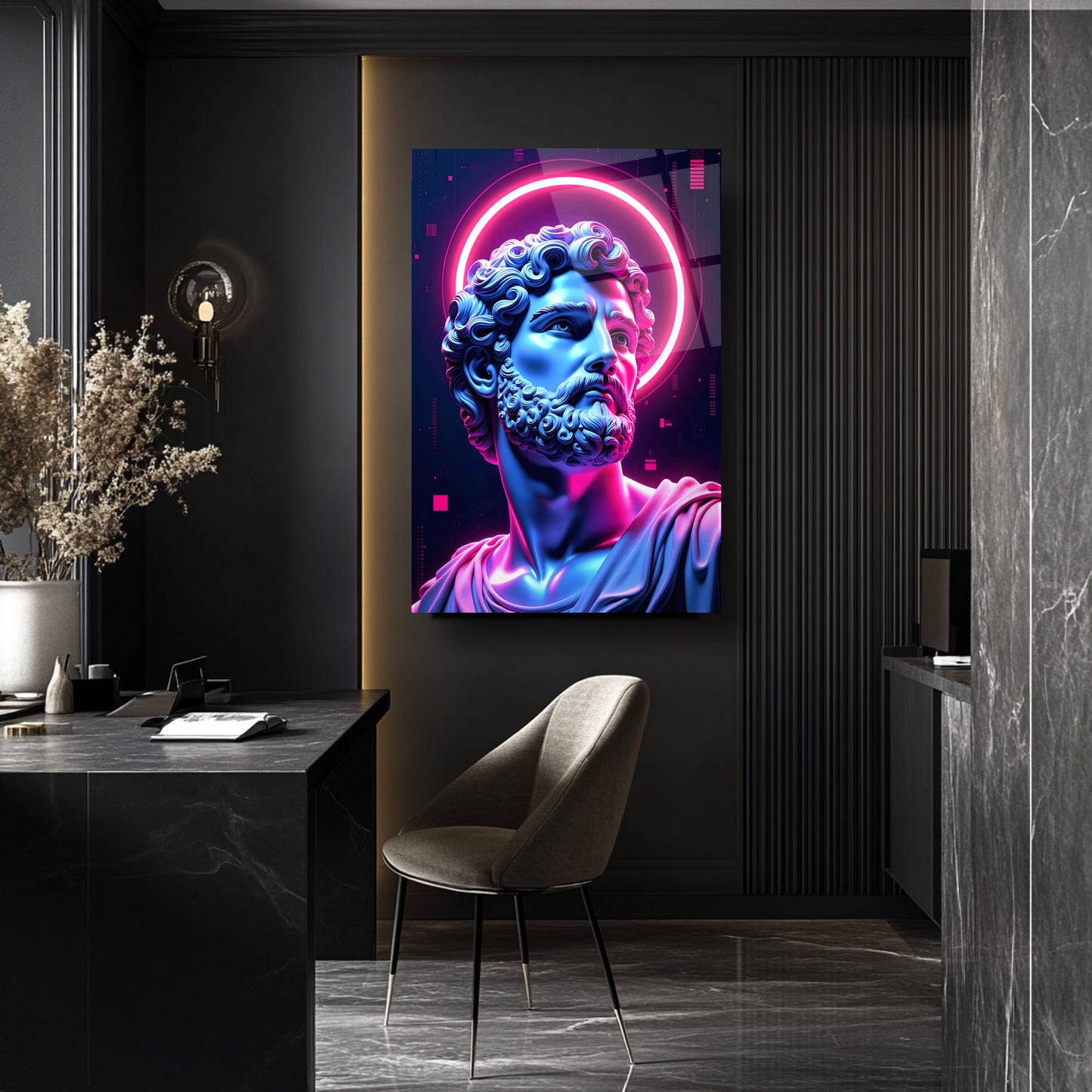 Neon Renkli Heykel Cam Tablo
