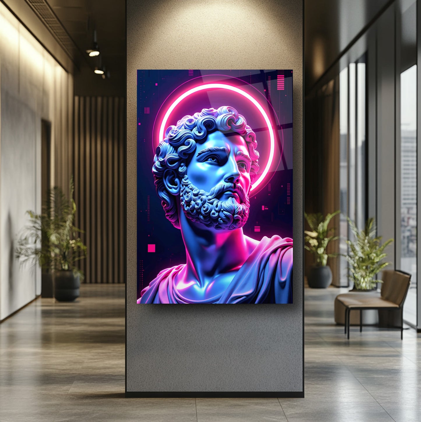 Neon Renkli Heykel Cam Tablo