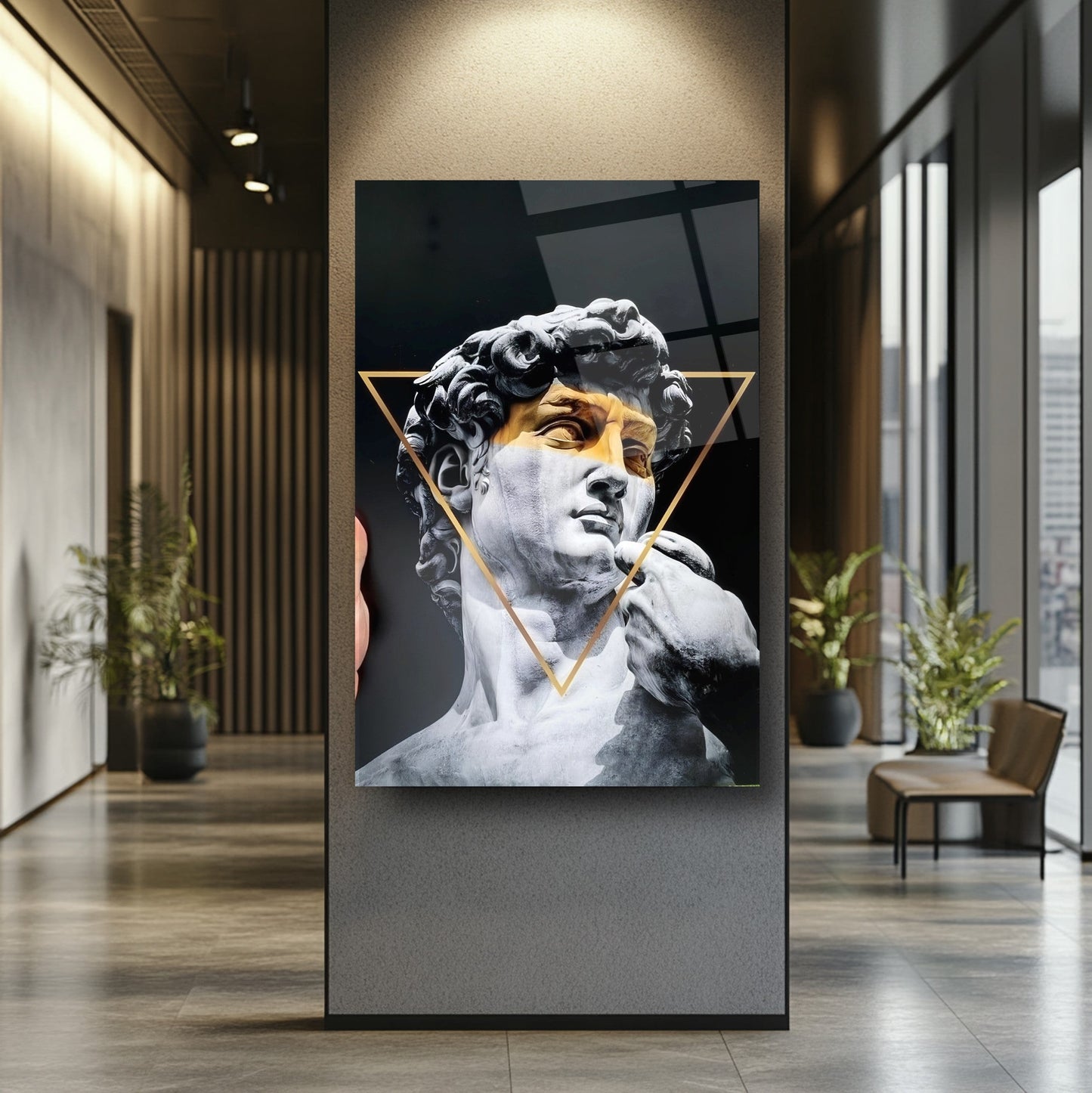 Gold Detay Heykel Cam Tablo