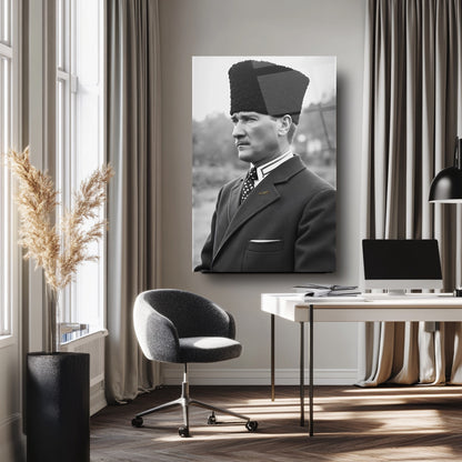 Kalpaklı Atatürk Cam Tablo