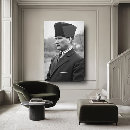 Kalpaklı Atatürk Cam Tablo