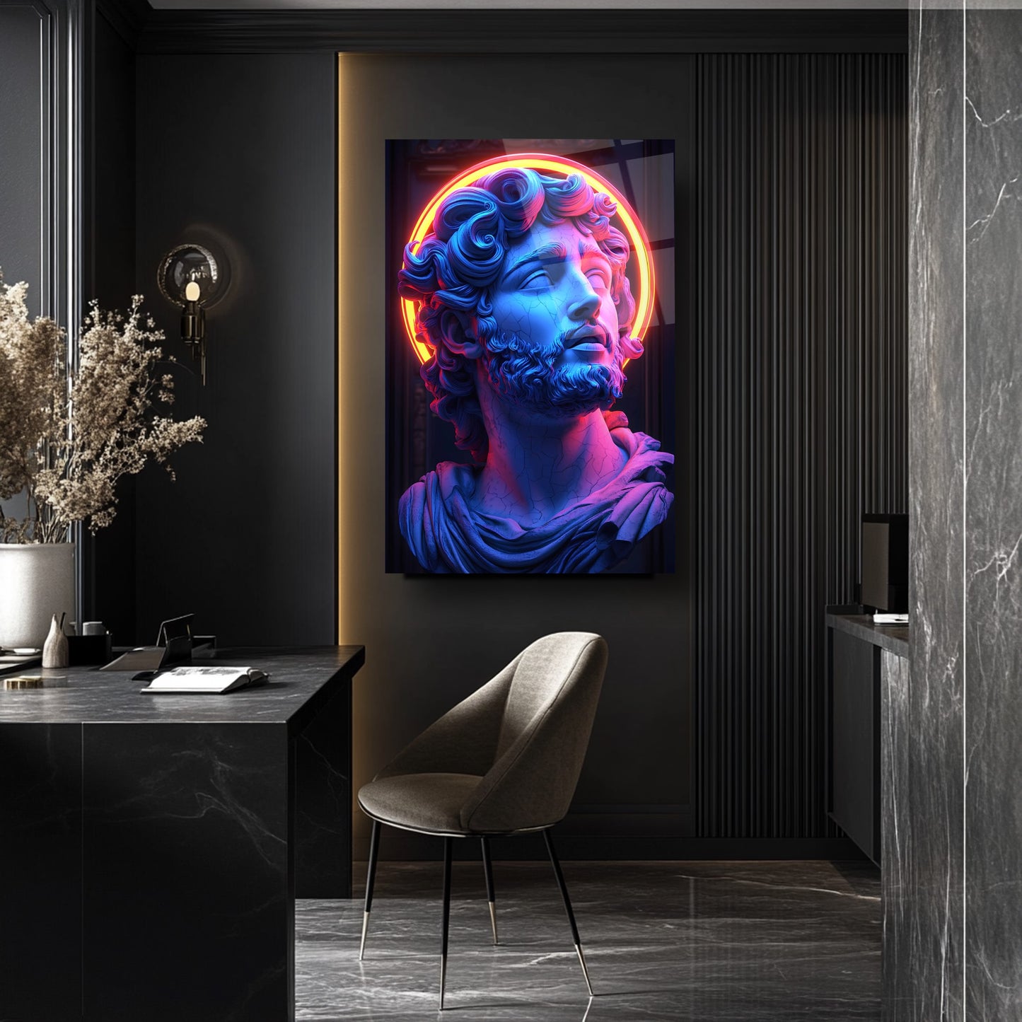 Neon Renkli Heykel Cam Tablo