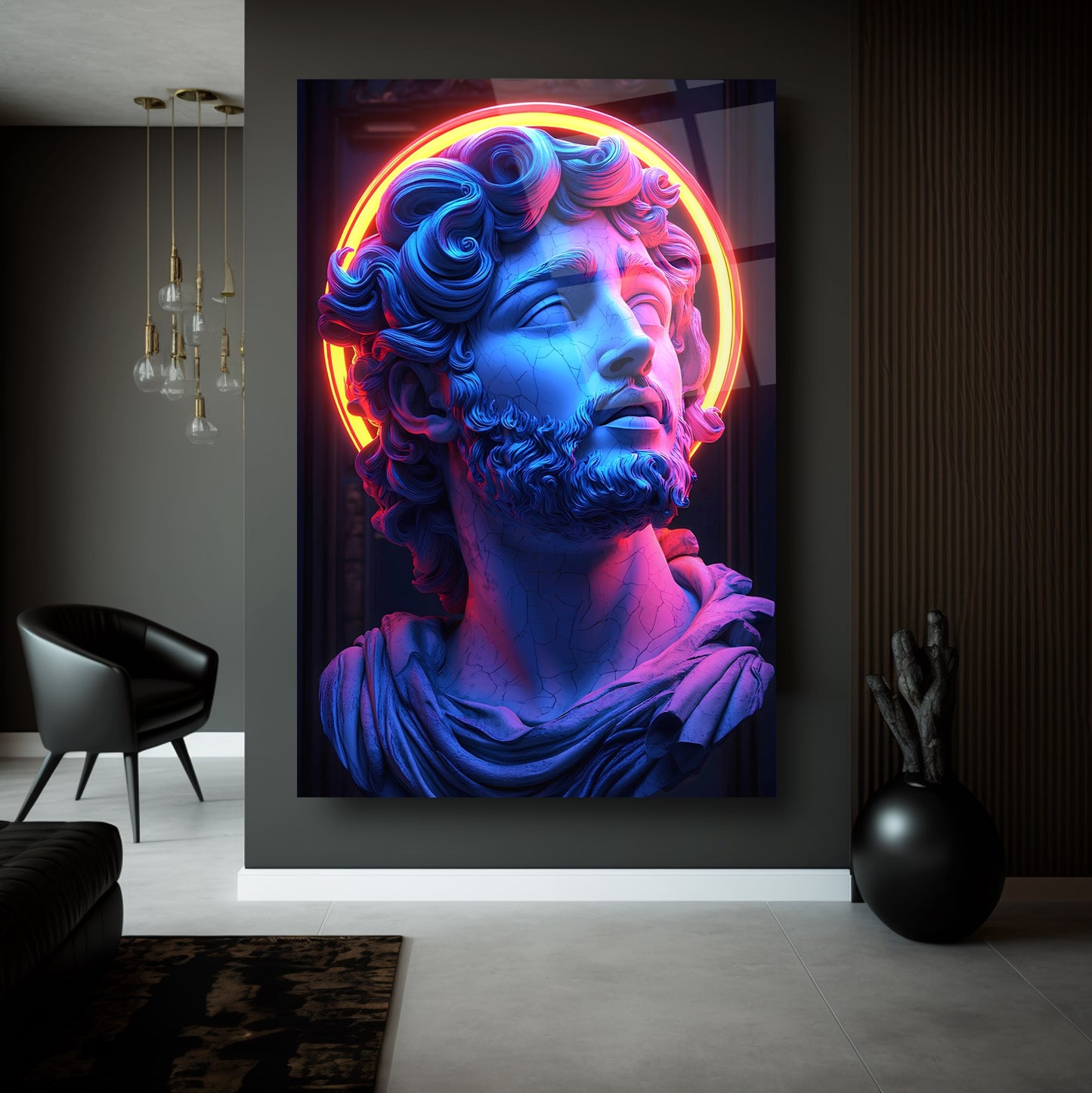 Neon Renkli Heykel Cam Tablo