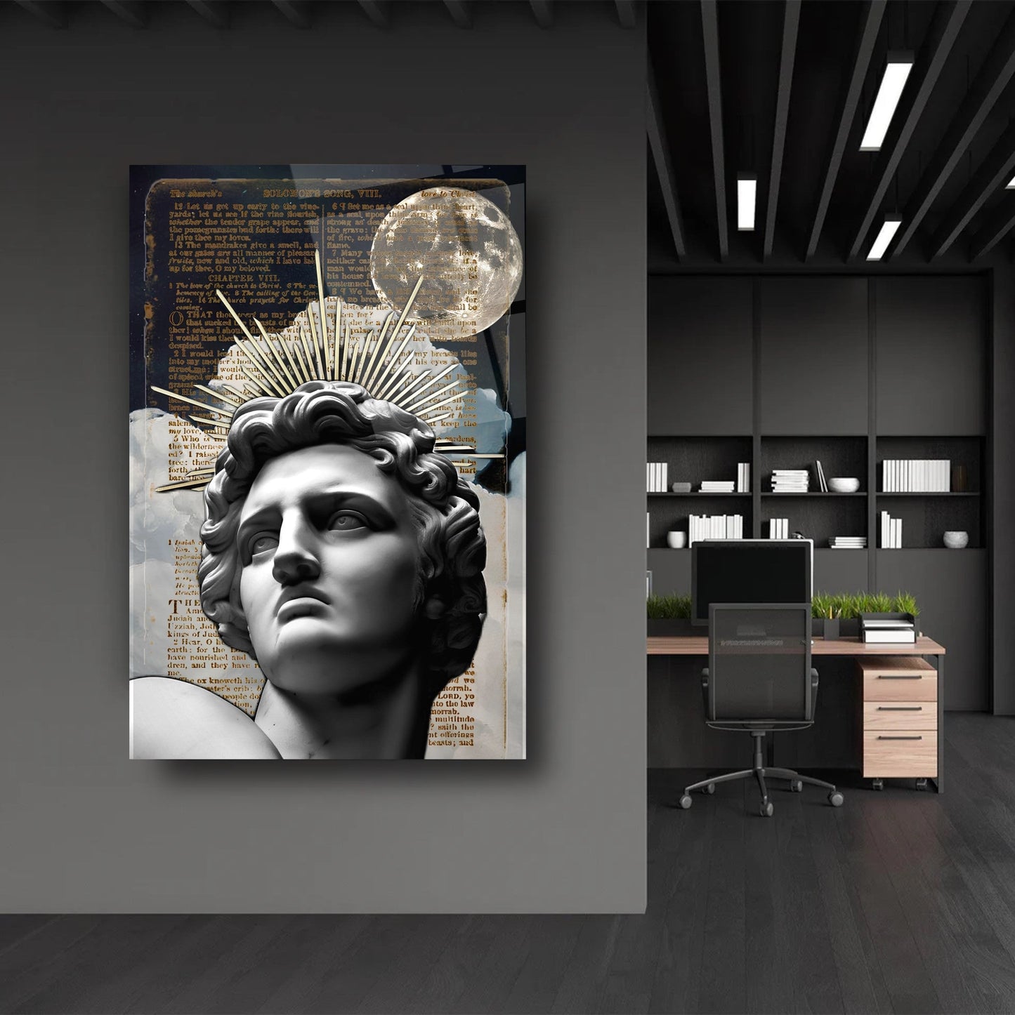 Gold Detay Heykel Cam Tablo