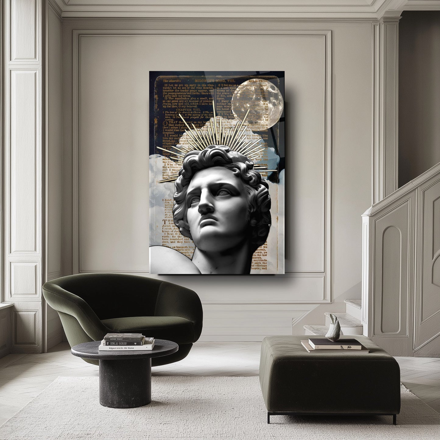 Gold Detay Heykel Cam Tablo