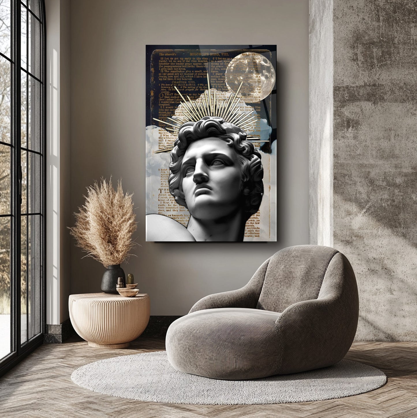 Gold Detay Heykel Cam Tablo