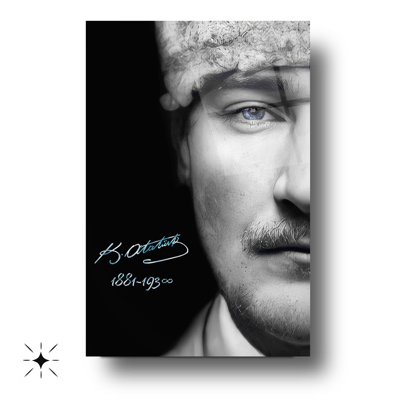 Mavi Gözlü Atatürk Cam Tablo