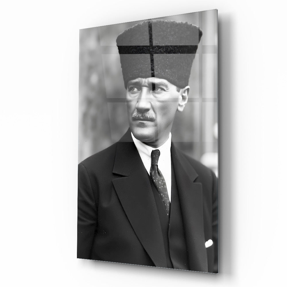 Kalpaklı Atatürk Cam Tablo