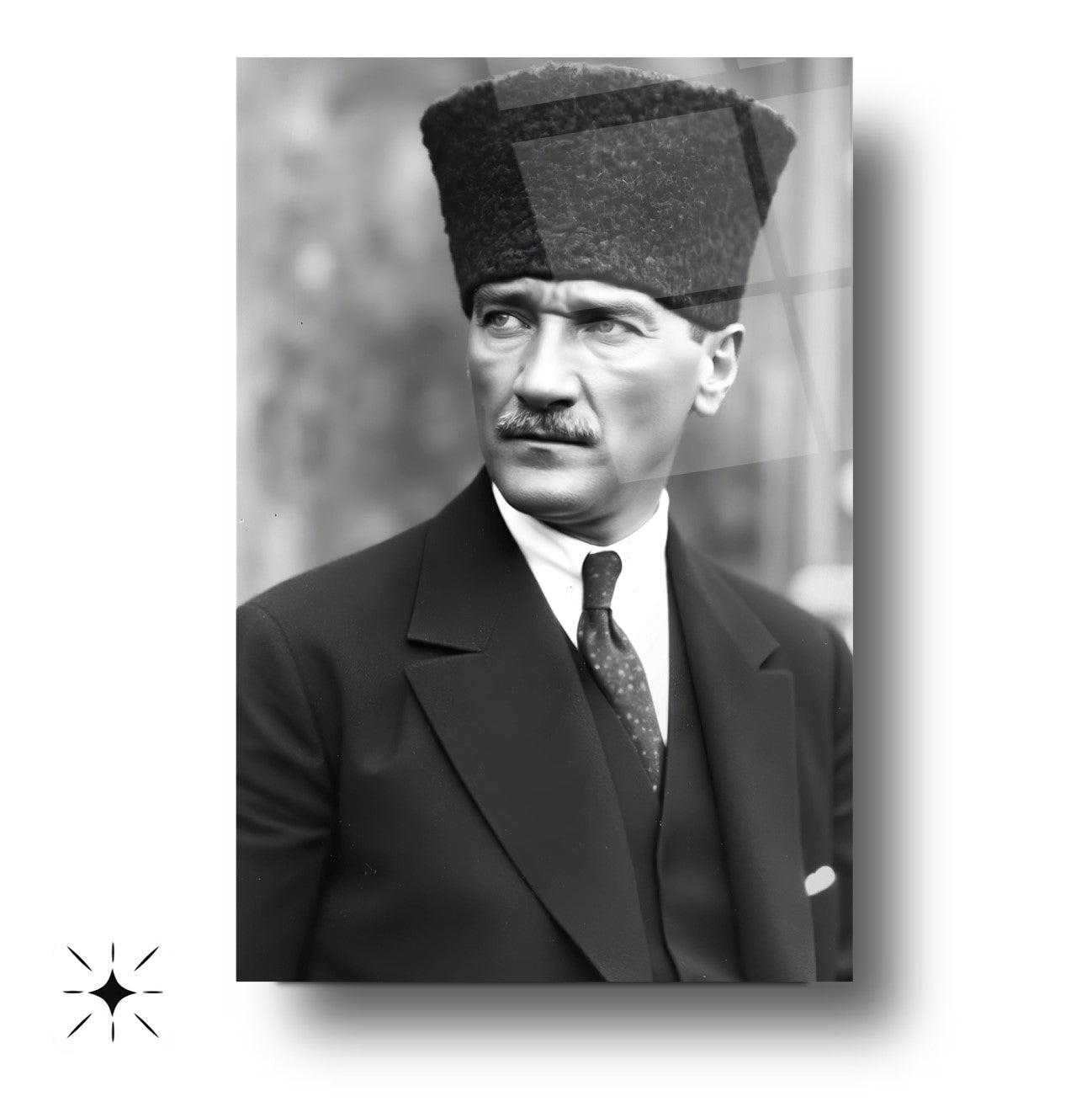 Kalpaklı Atatürk Cam Tablo