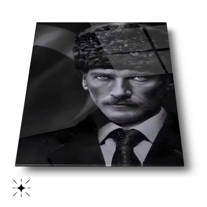 Kalpaklı Atatürk Cam Tablo