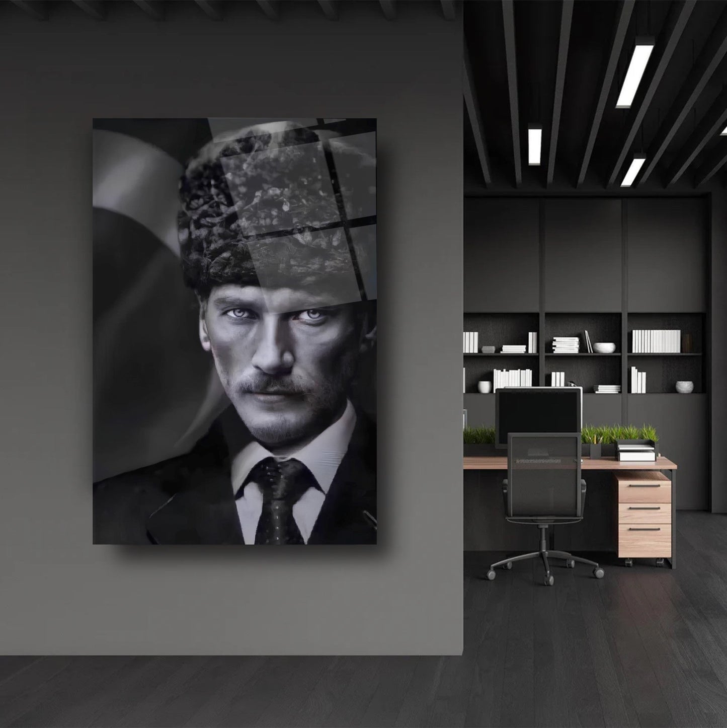Kalpaklı Atatürk Cam Tablo
