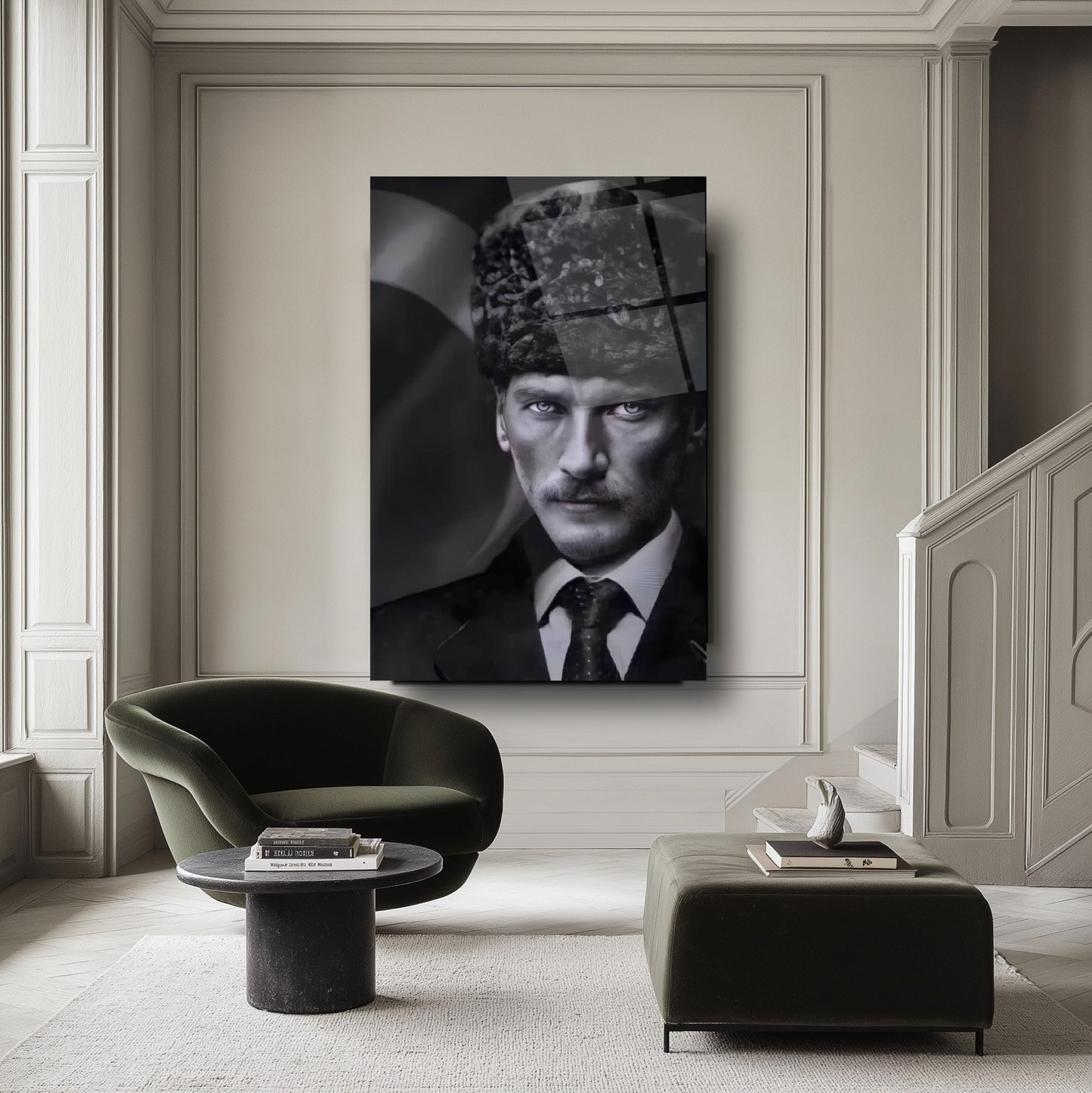 Kalpaklı Atatürk Cam Tablo