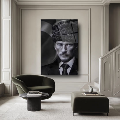 Kalpaklı Atatürk Cam Tablo