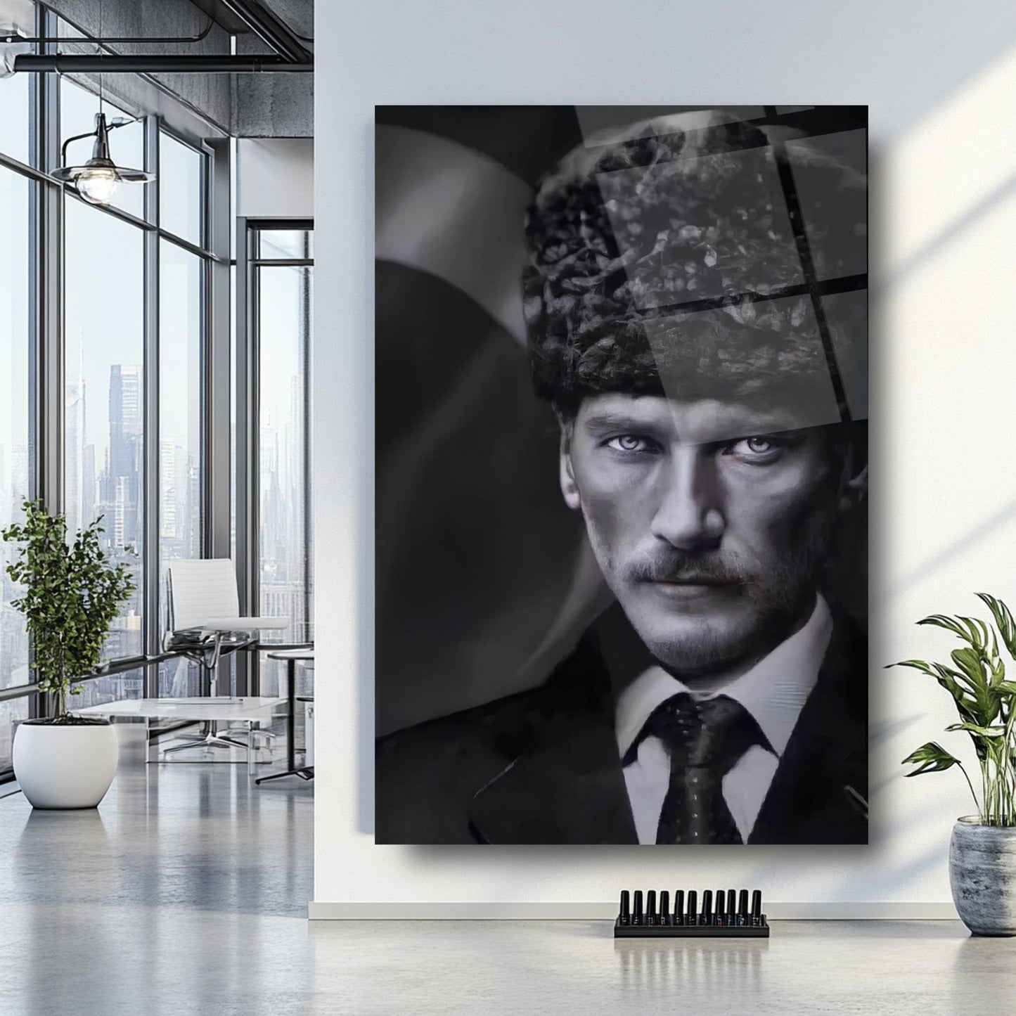 Kalpaklı Atatürk Cam Tablo