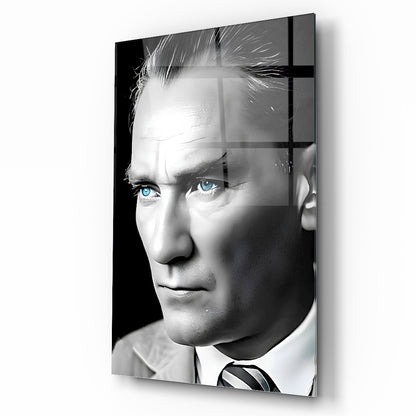 Mavi Gözlü Atatürk Cam Tablo