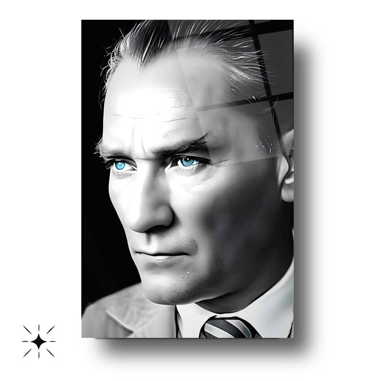 Mavi Gözlü Atatürk Cam Tablo