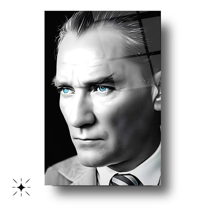 Mavi Gözlü Atatürk Cam Tablo