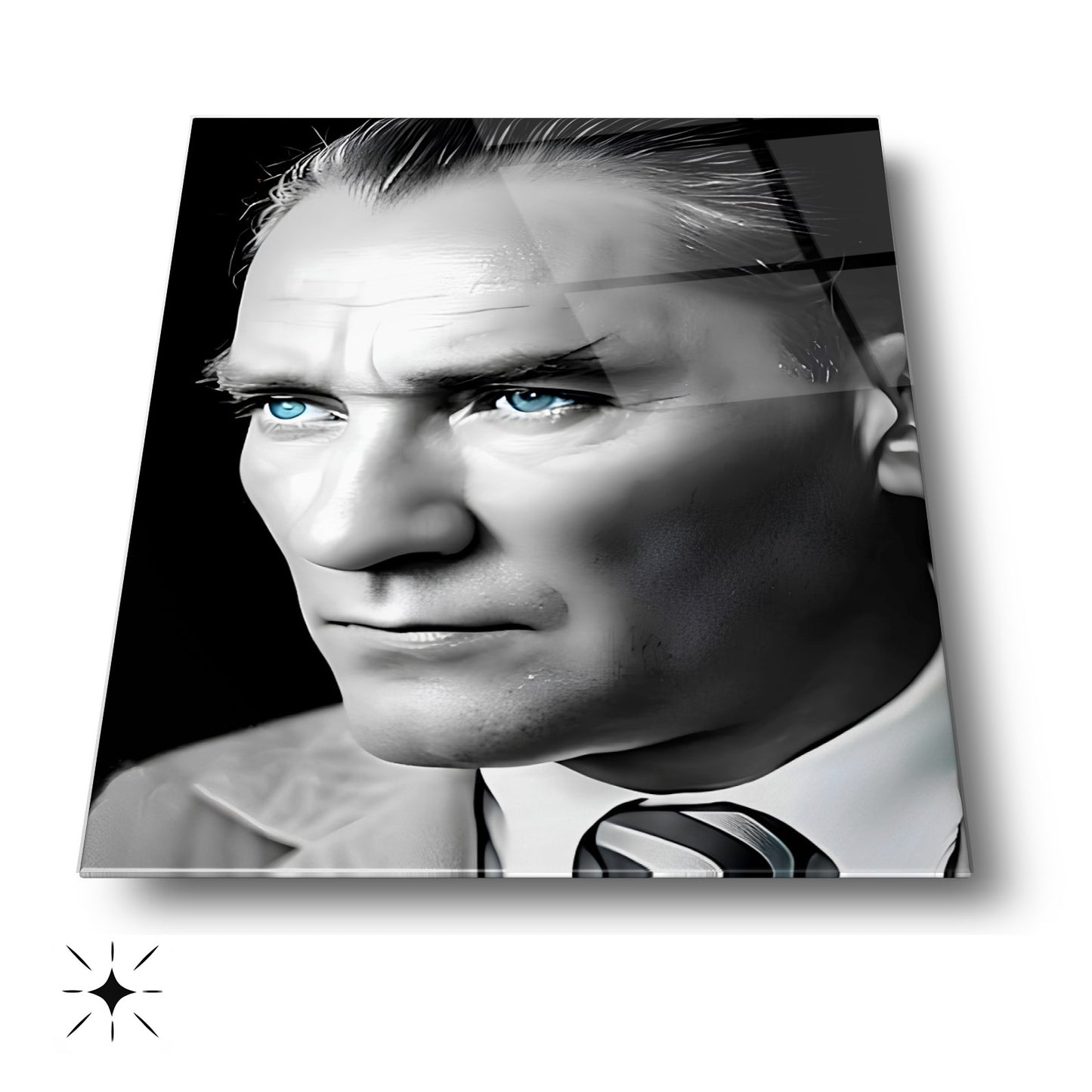 Mavi Gözlü Atatürk Cam Tablo
