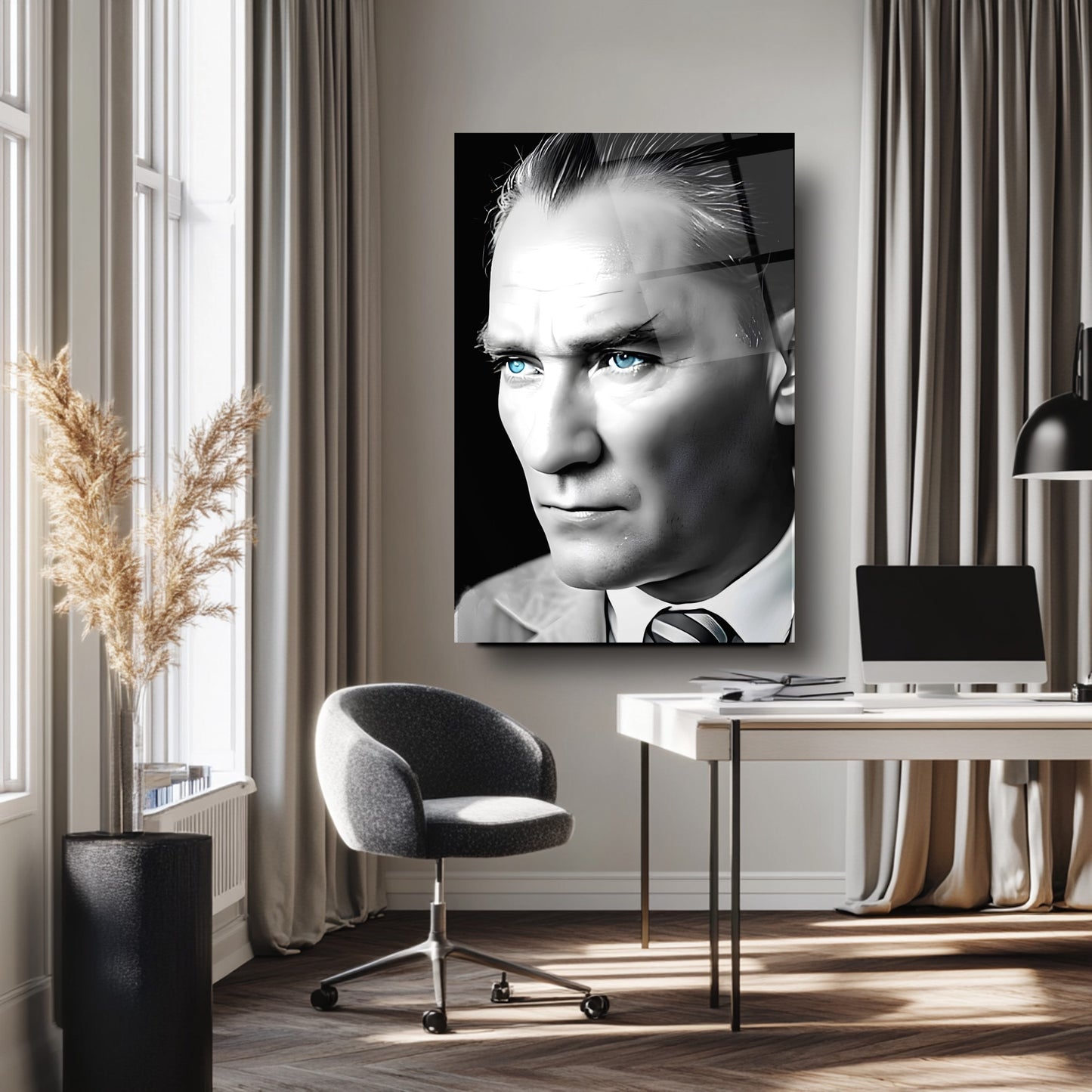 Mavi Gözlü Atatürk Cam Tablo