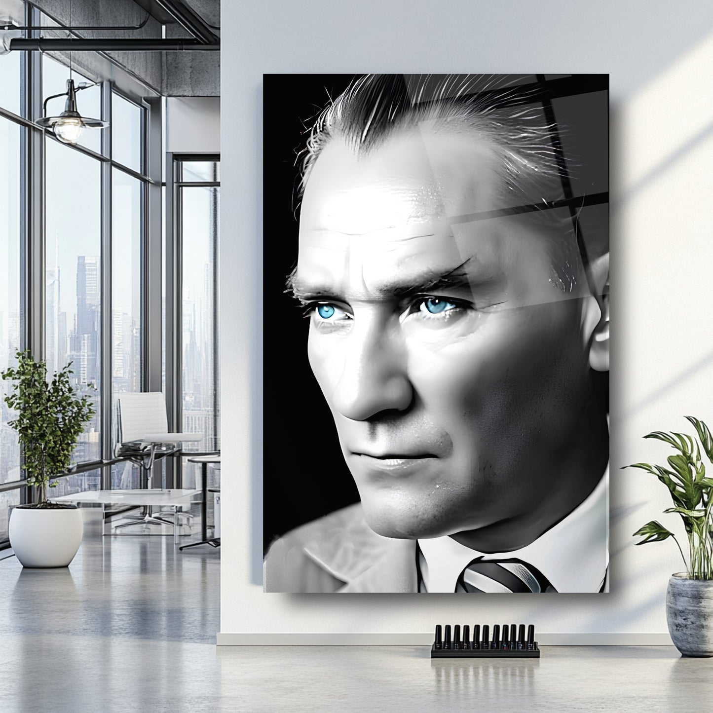 Mavi Gözlü Atatürk Cam Tablo