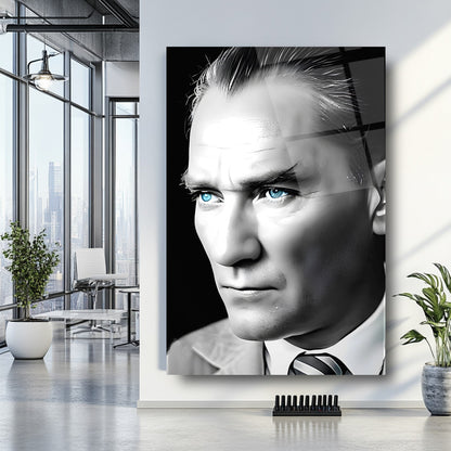 Mavi Gözlü Atatürk Cam Tablo