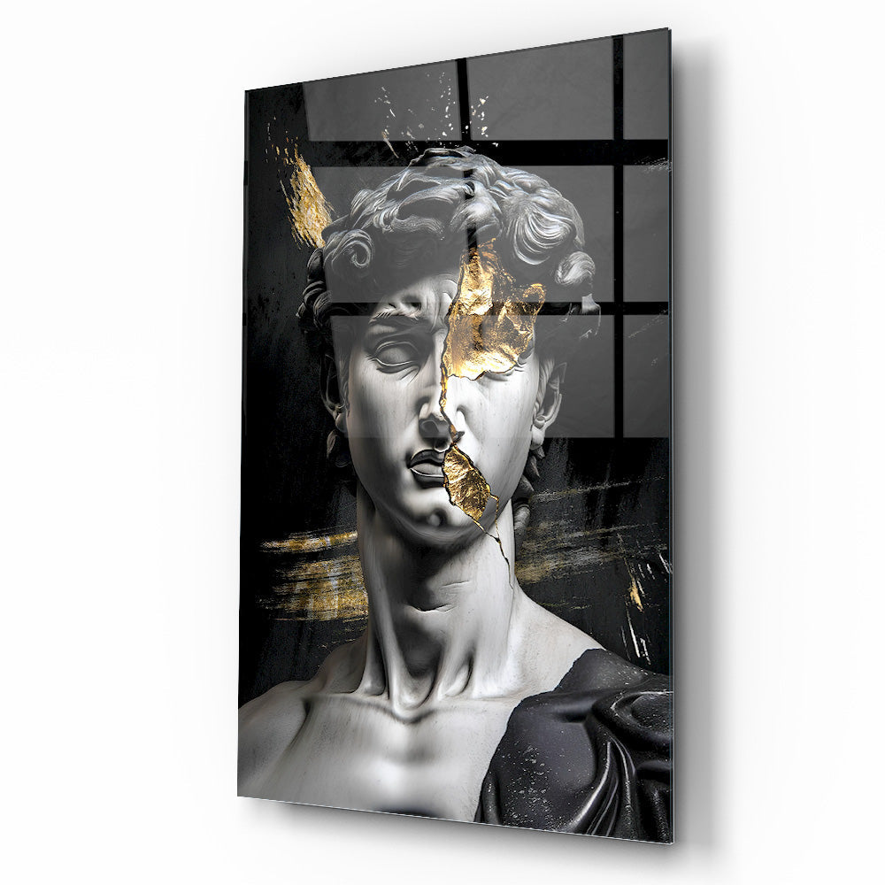 Gold Detaylı Heykel Cam Tablo